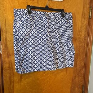 Charter Club Blue and White Patterned Pencil Skirt